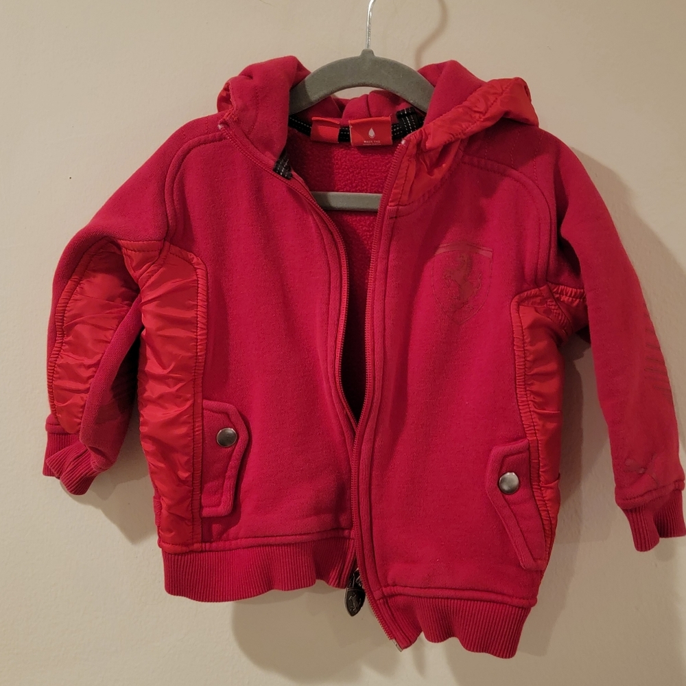 Puma Ferrari Boys Zip Hoodie Red Cotton sweatshirt 2T zip up hoody luxury